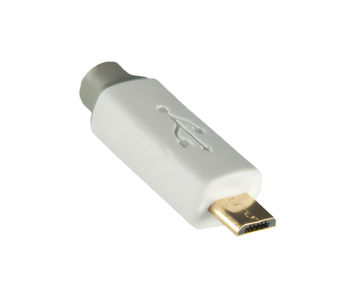 USB HQ Kabel, A auf micro B Stecker, Stecker vergoldet, weiß, DINIC Box mit Euroloch, 1m